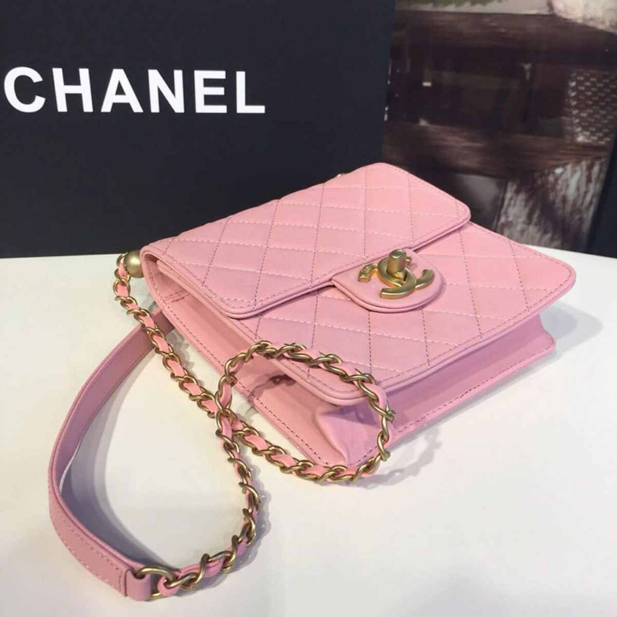 Chanel Small Pearl Chain Flap Bag AS0584