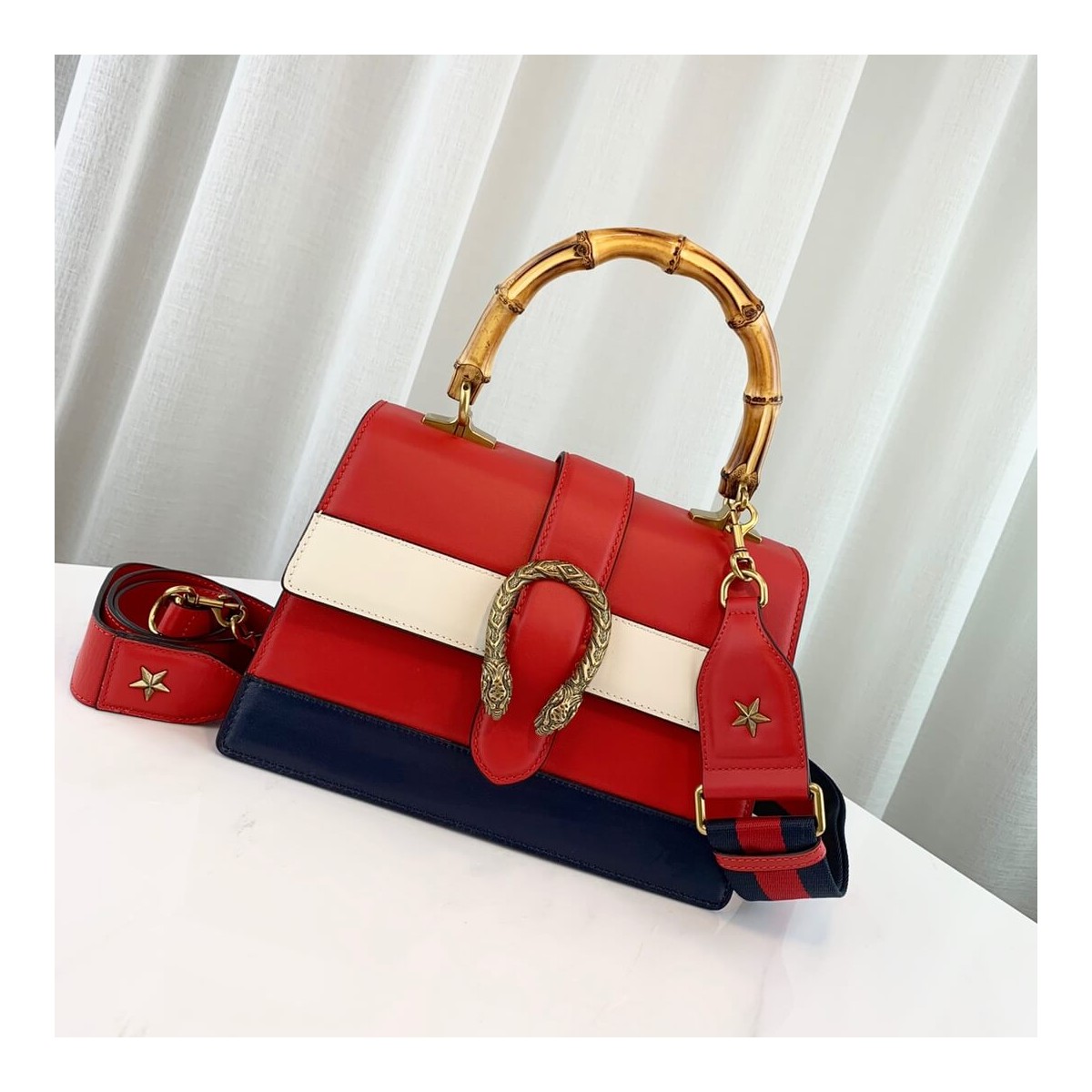 Gucci Dionysus Medium Top Handle Bag 448075 Red/White/Blue