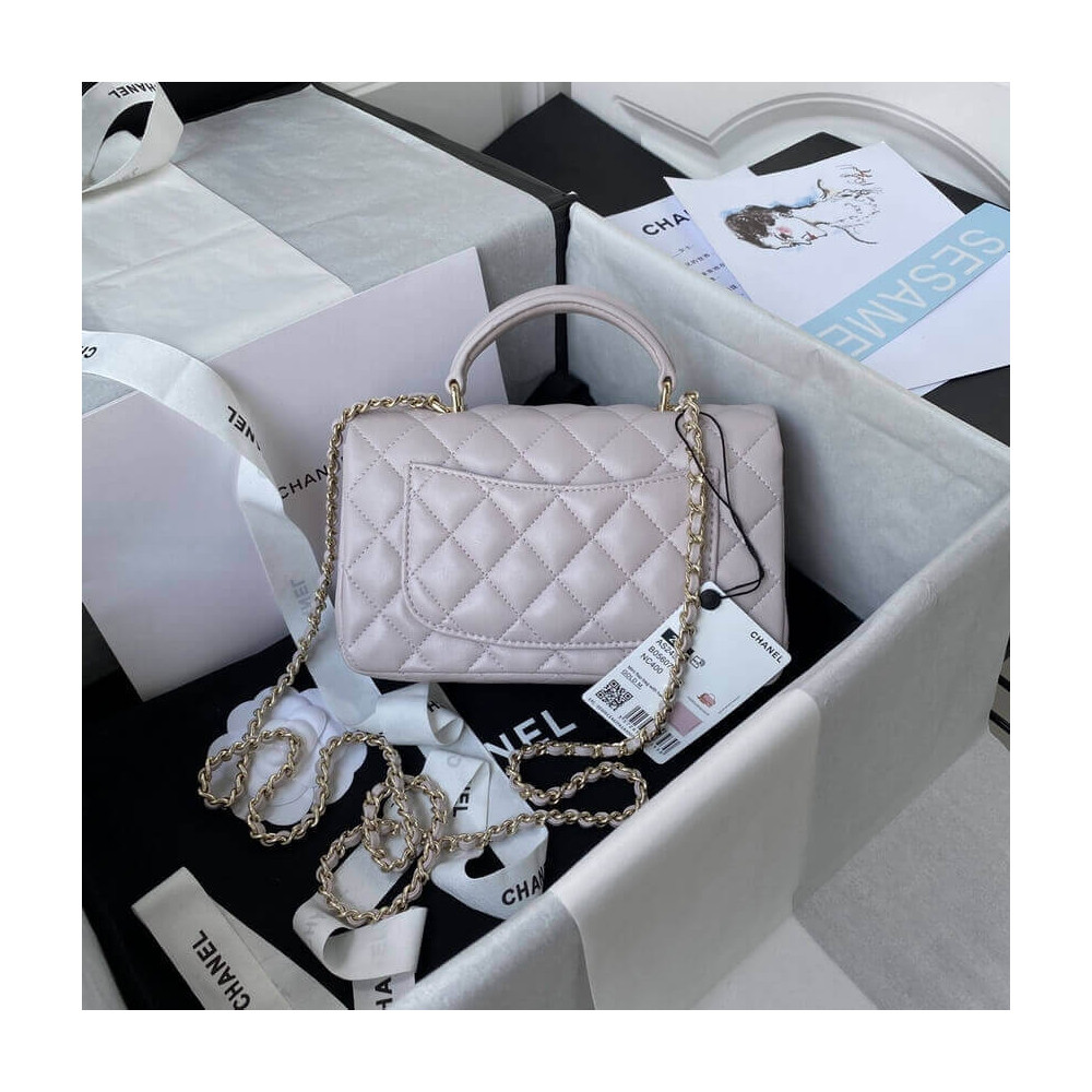 Chanel Mini Flap Bag With Top Handle AS2431 in Iridescent Lambskin