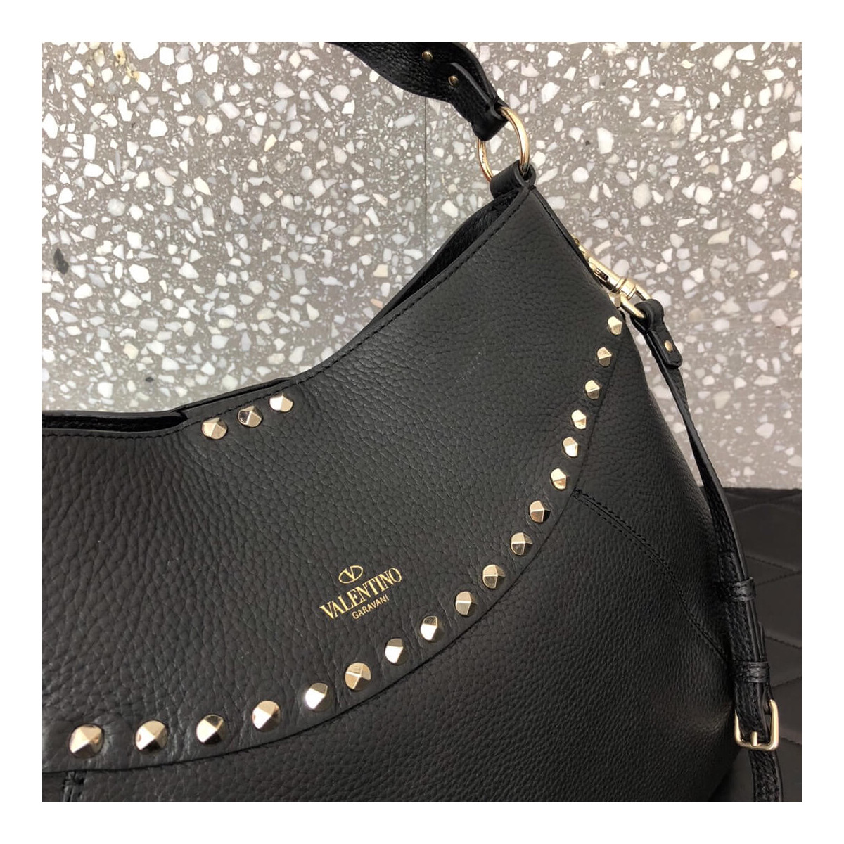 Valentino Garavani Twinkle Studded Medium Leather Hobo Bag 2091