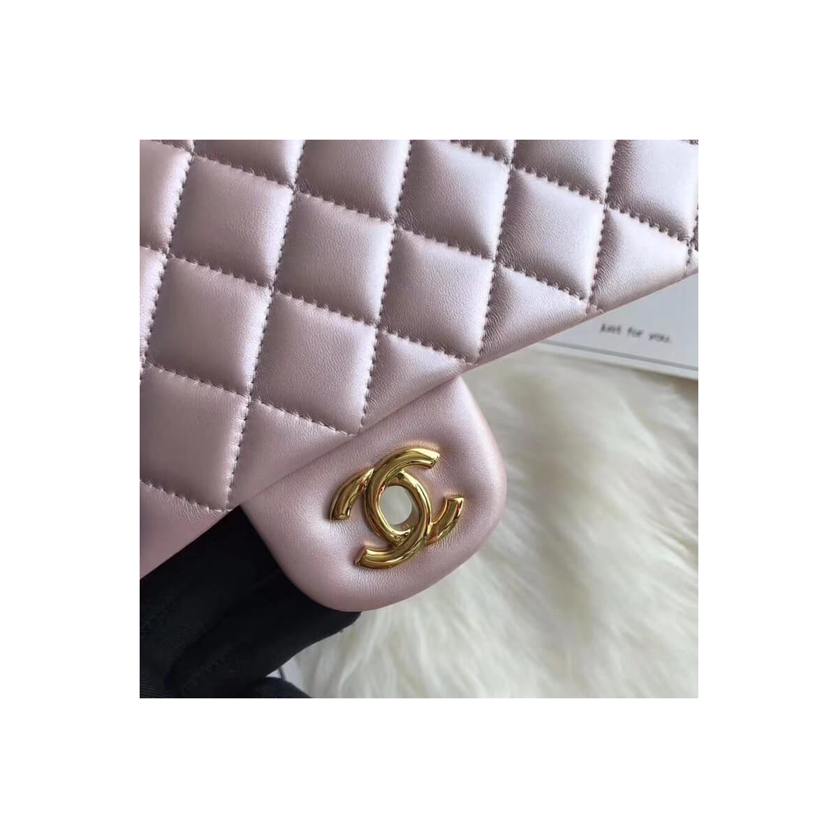 Chanel 1112 Pink Gold Medium Size 2.55 Lambskin Leather Flap Bag