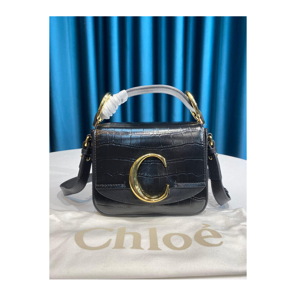 Chloe C Mini Bag In Embossed Croco A873