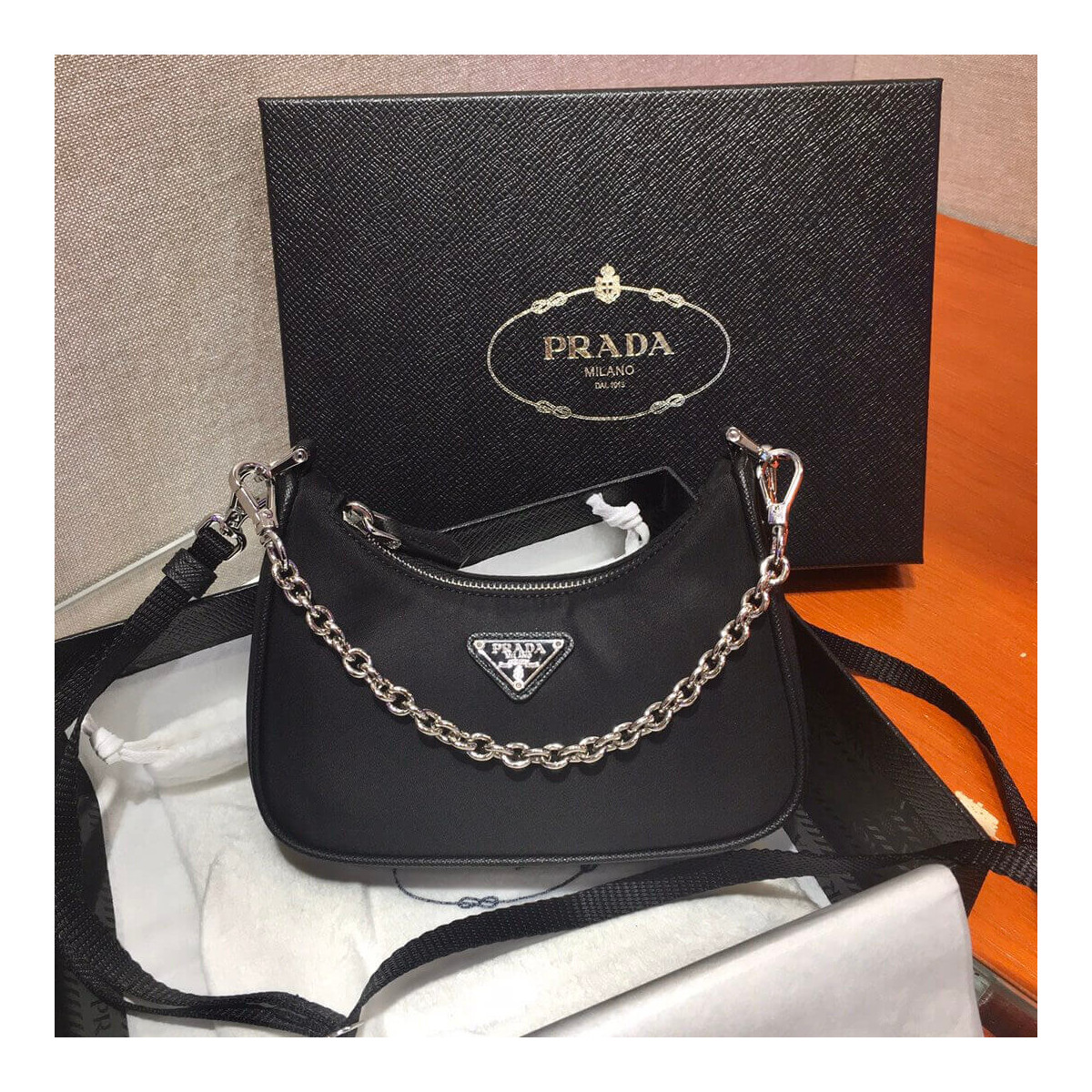 Prada Mini Nylon Hobo Bag 15cm 1BC204