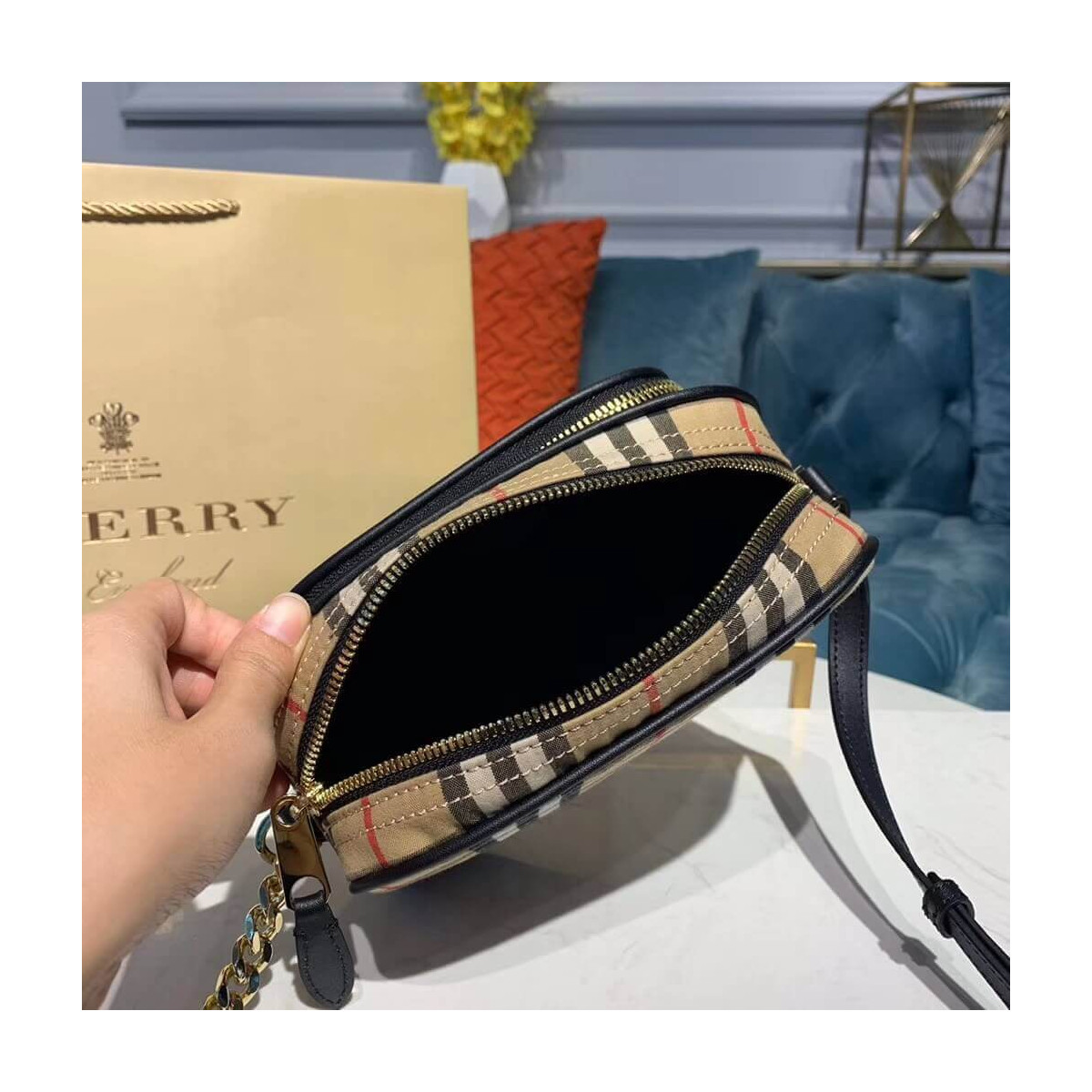 Burberry Vintage Check Cotton Camera Bag 80159461