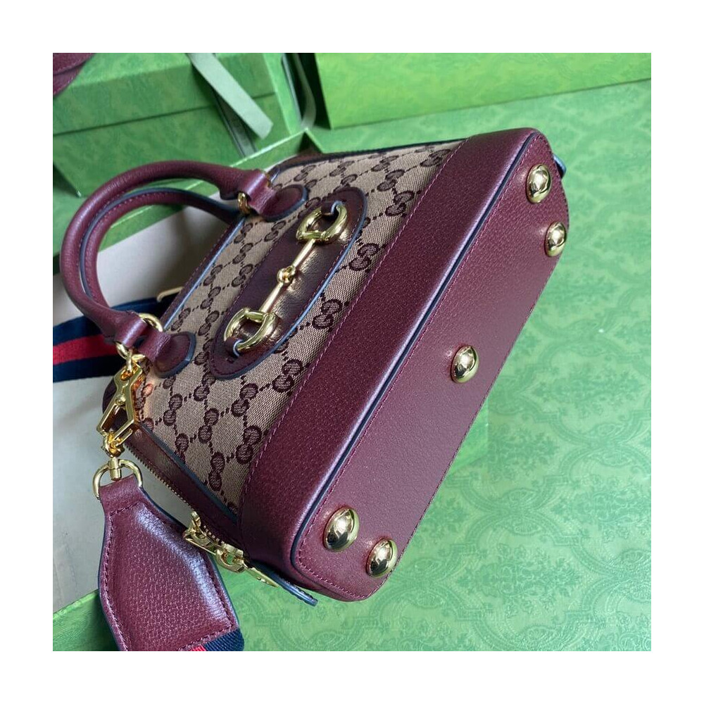 Gucci Horsebit 1955 GG Mini Bag 677212 in Burgundy GG Canvas