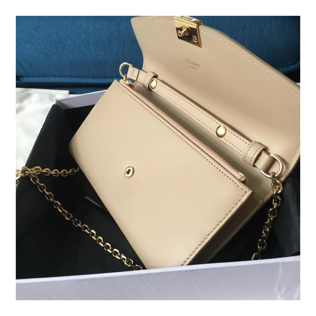 Celine C Wallet On Chain In Smooth Calfskin 10B903