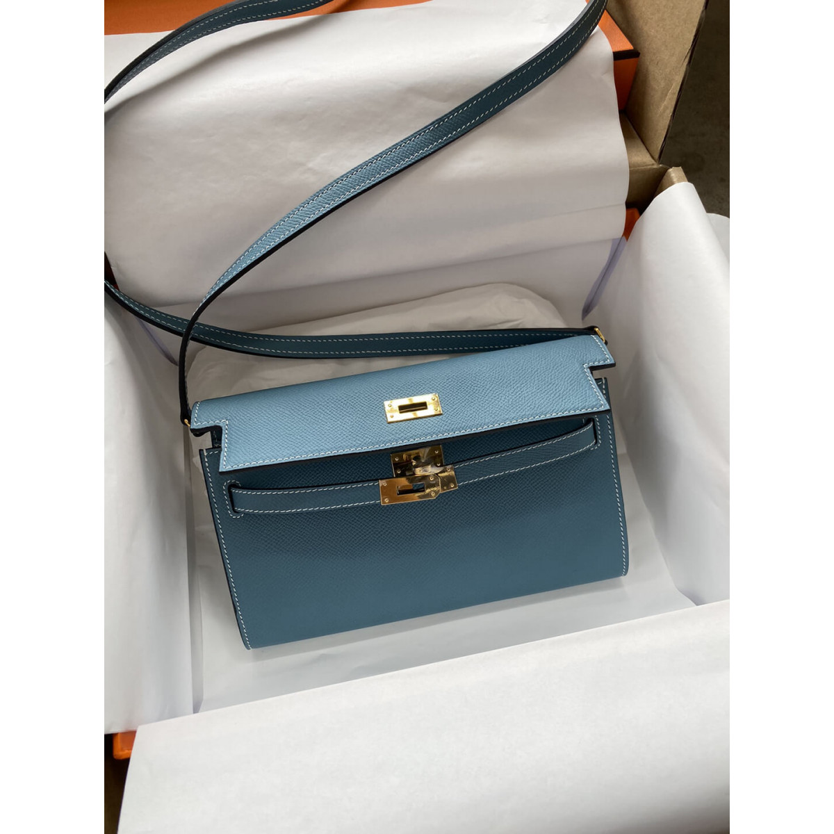 Hermes Kelly Wallet to Go Woc 499041 Blue