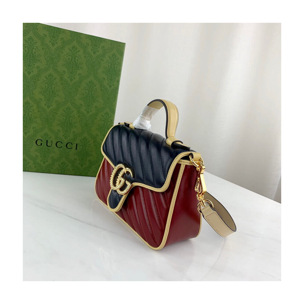 Gucci GG Marmont Mini Bag 583571 Blue and Red Leather