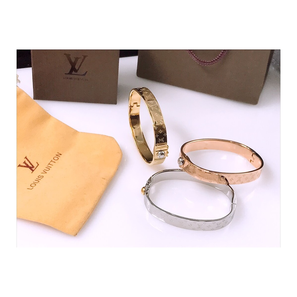 Louis Vuitton Nanogram Cuff Bracelet and Bangle M00251