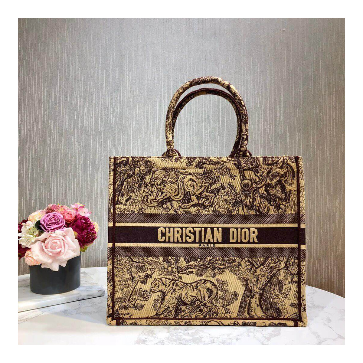 Christian Dior Book Tote Black Toile De Jouy Bag M1286