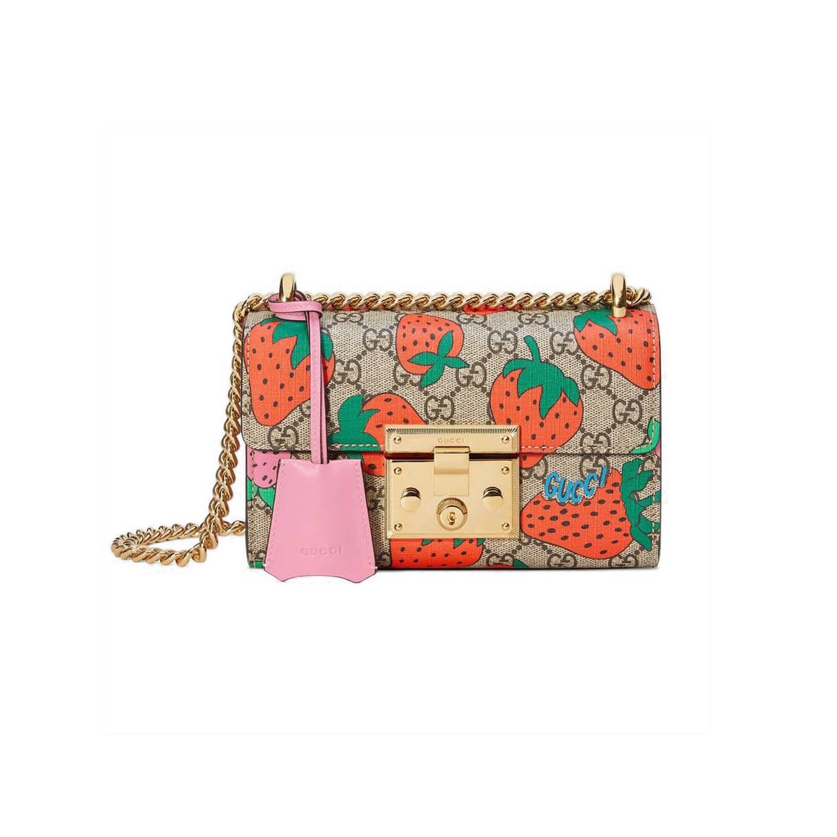 Gucci Padlock GG Strawberry Small Shoulder Bag 409487