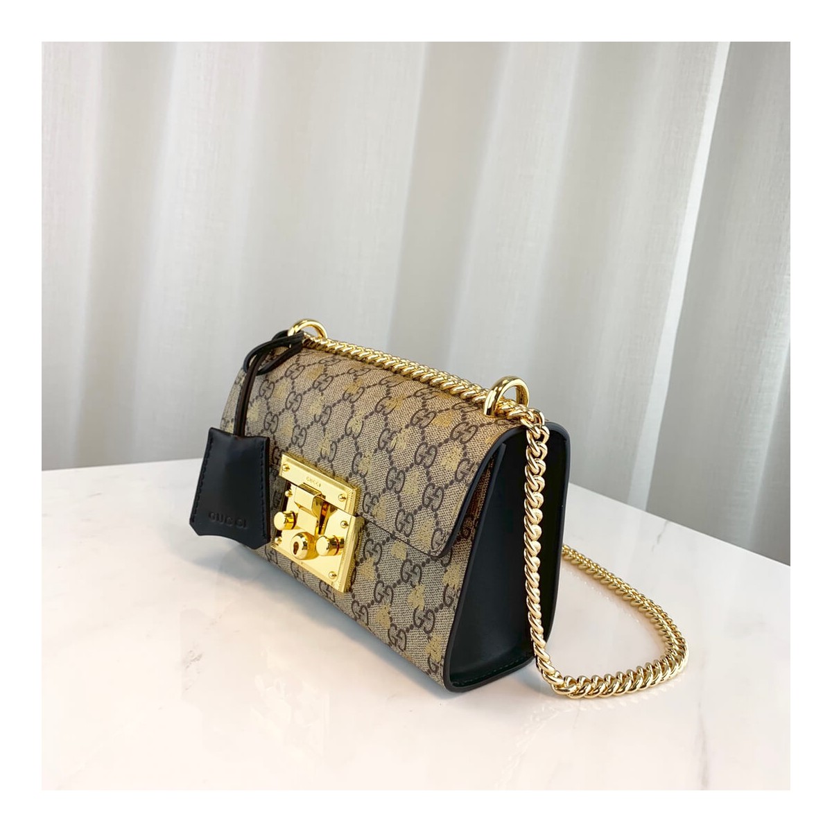 Gucci Padlock Small GG Bees Shoulder Bag 409487