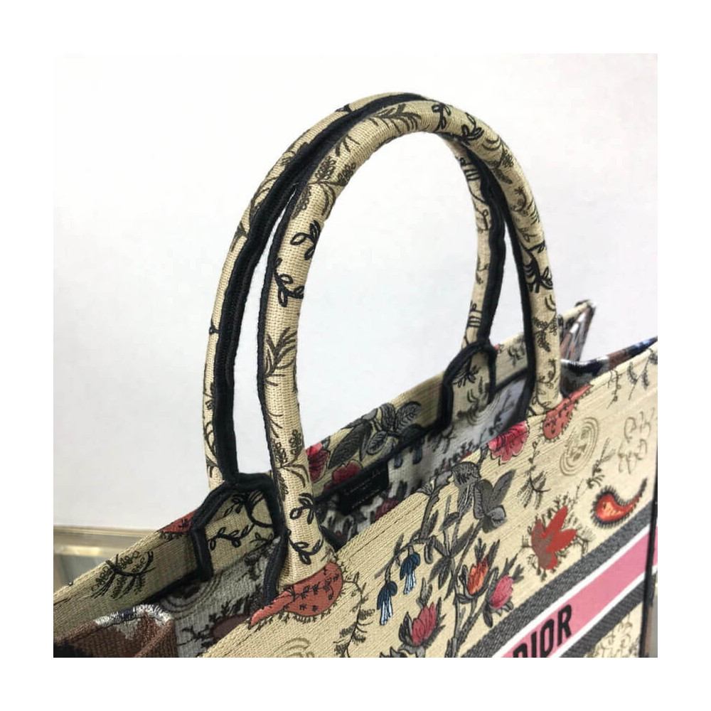 Christian Dior Book Tote Broderie Flowers Multicolore M1286