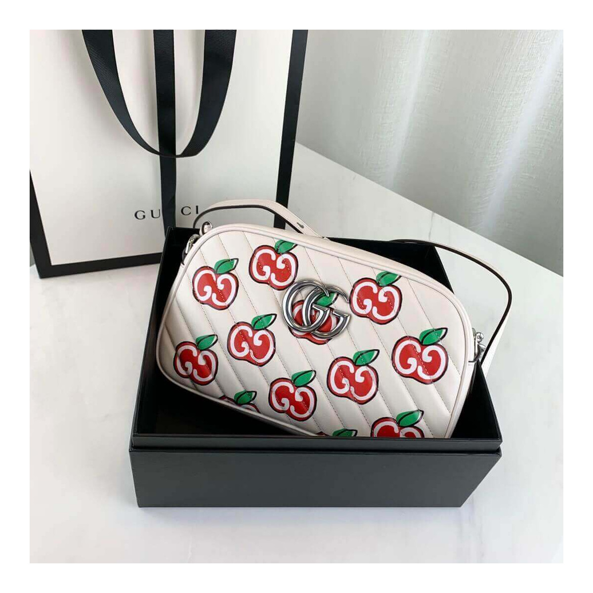 Gucci GG Apple Print GG Marmont Small Shoulder Bag 447632