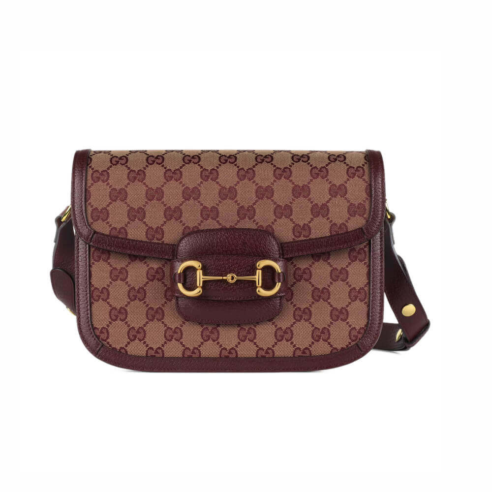 Gucci Horsebit 1955 Small Bag 602204 in  Burgundy GG Canvas