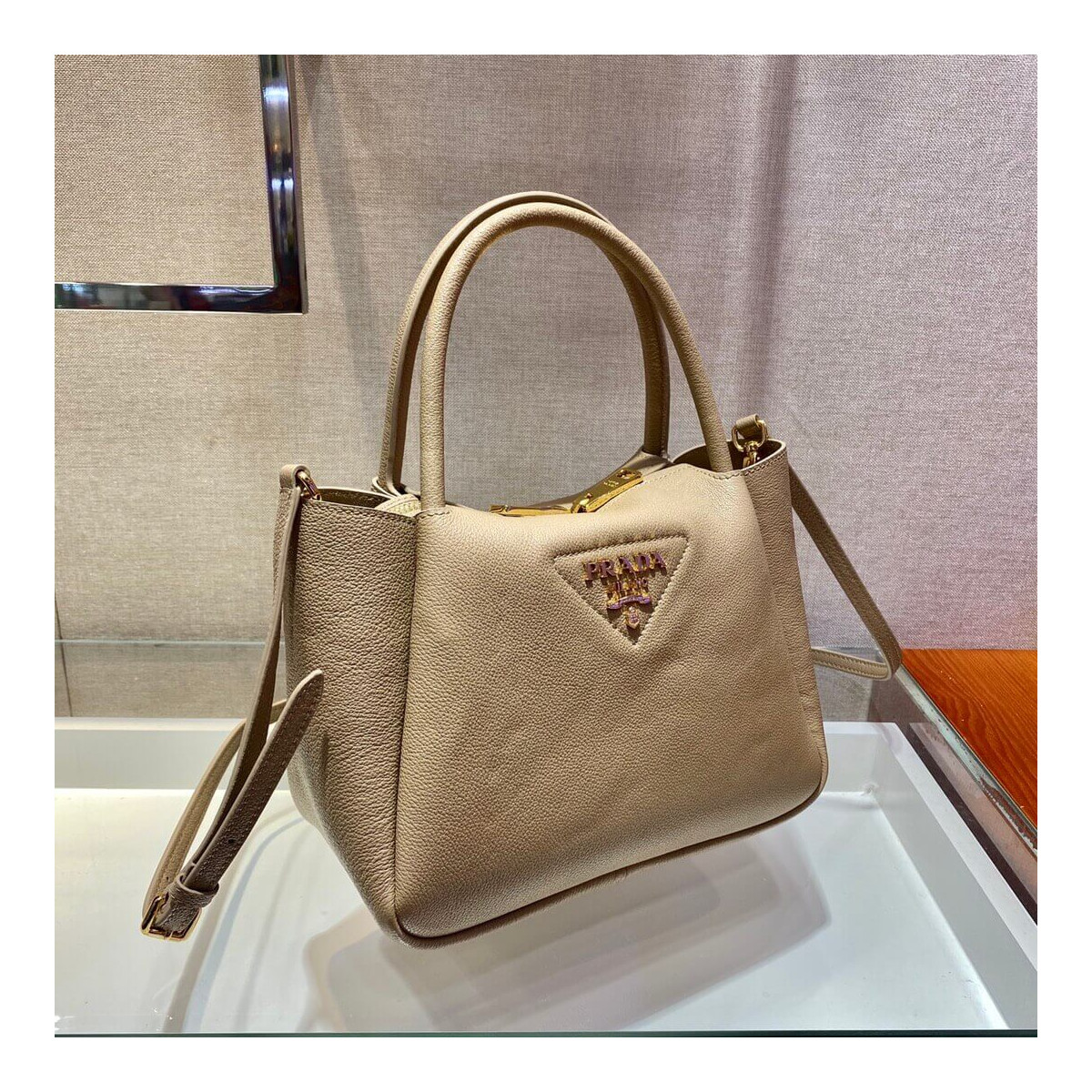 Prada Deerskin Leather Should Tote Bag 1BC145