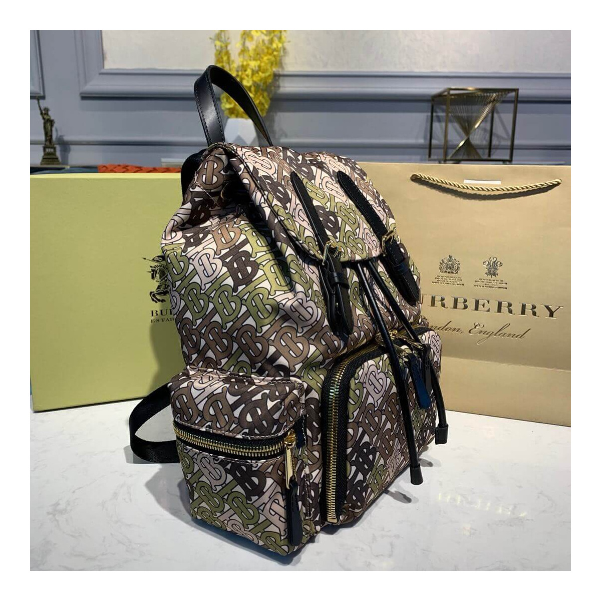 Burberry The Medium Rucksack in Monogram Print Nylon 80118051