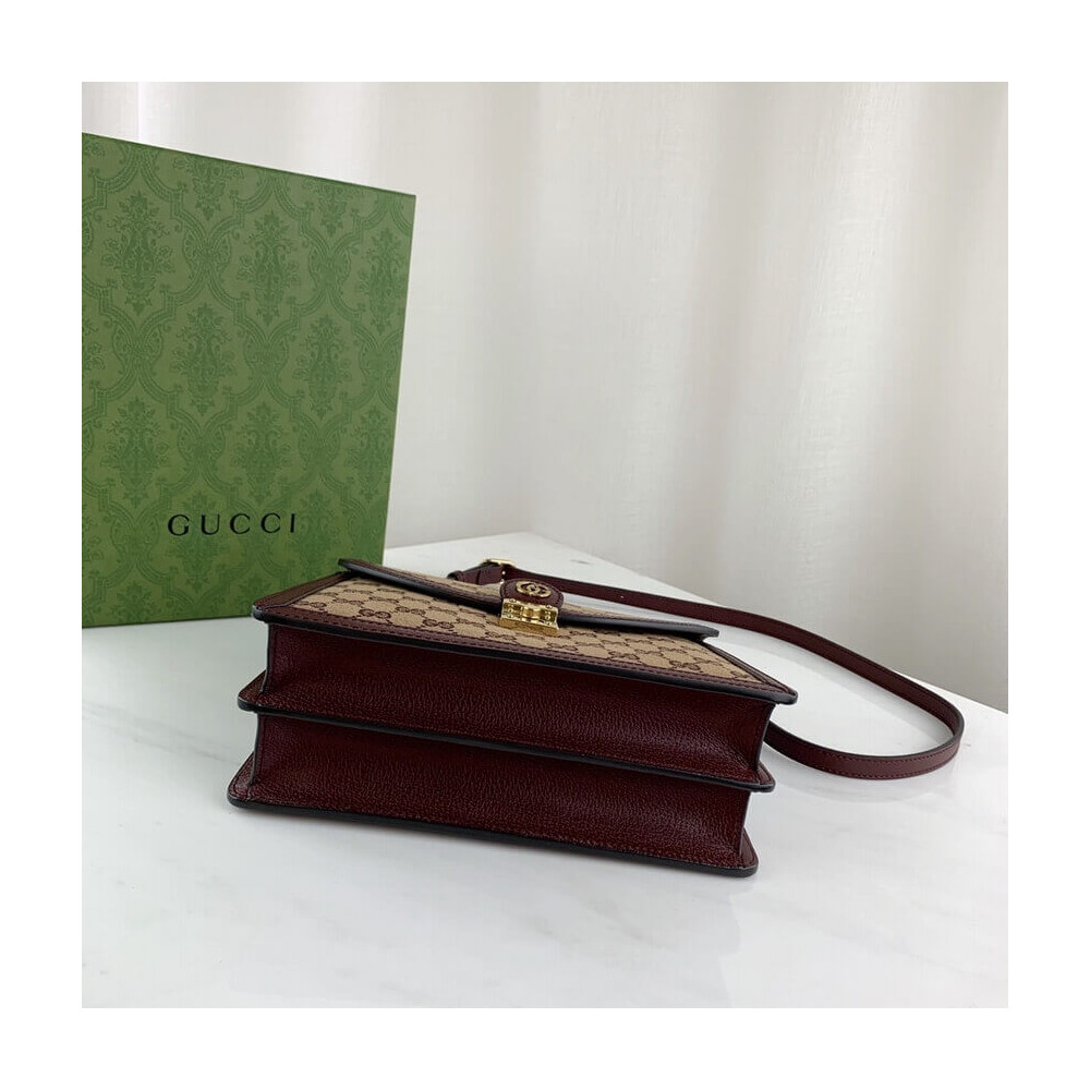 Gucci Ophidia Small Top Handle Bag With Web 651055 Burgundy