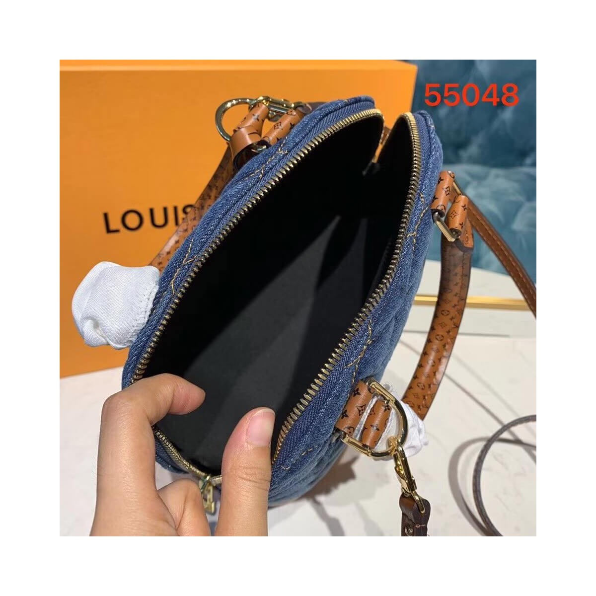 Louis Vuitton Denim Raw Alma BB M55048 Blue