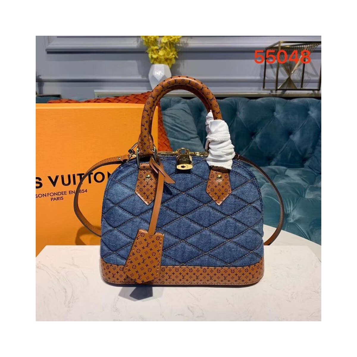 Louis Vuitton Denim Raw Alma BB M55048 Blue