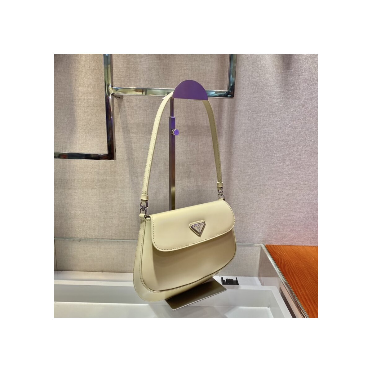 Prada Cleo Brushed Leather Shoulder Bag With Flap 1BD311