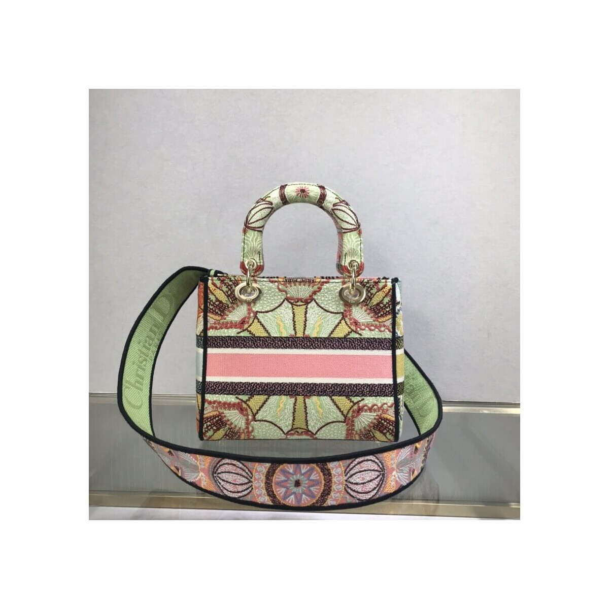 Dior Medium Lady D-Lite Bag Multicolor Lights Embroidery M0565