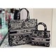 Christian Dior Medium Lady D-Lite Bag Black and White Around the World Embroidery M0565