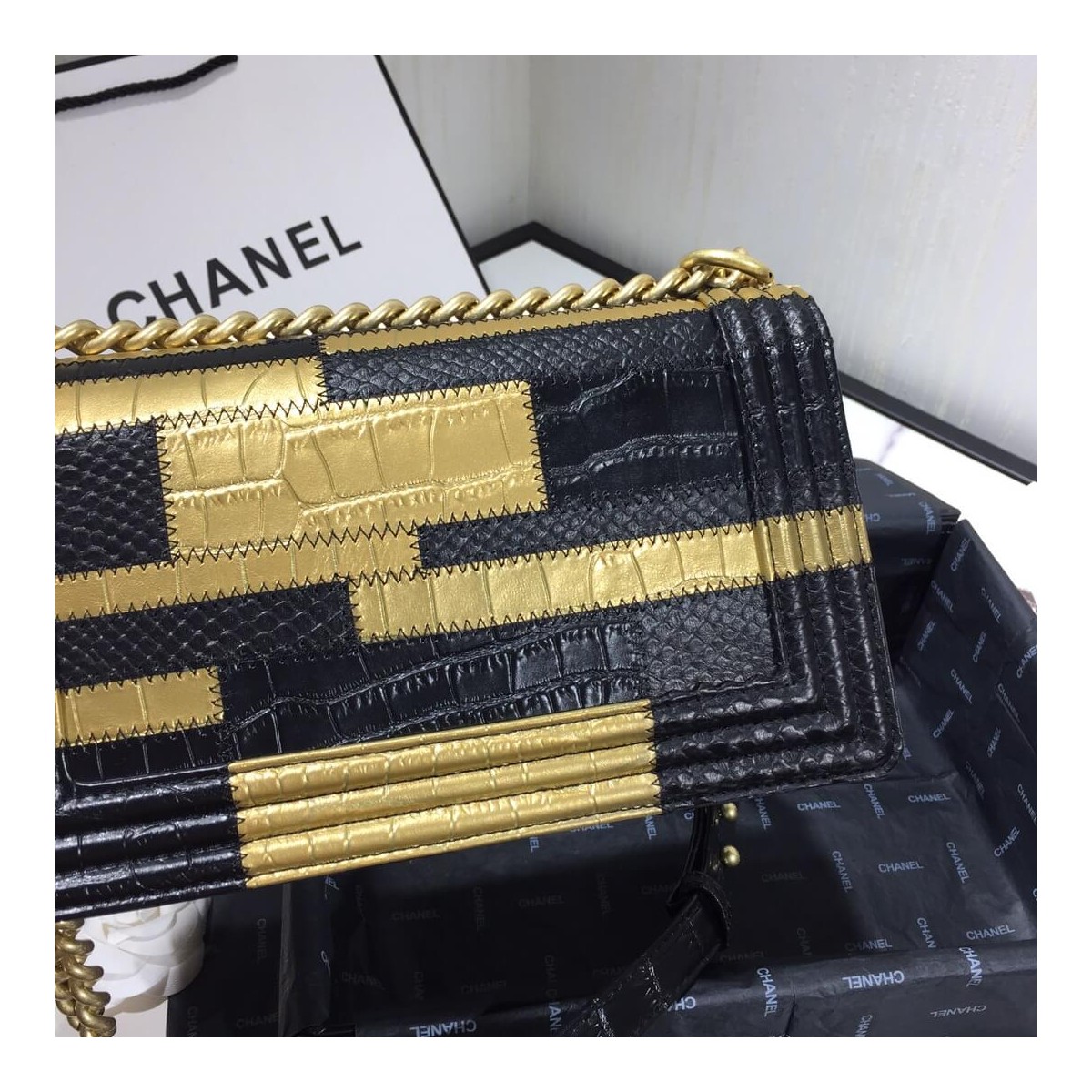 Chanel Small Boy Chanel Handbag A67085 Gold/Black