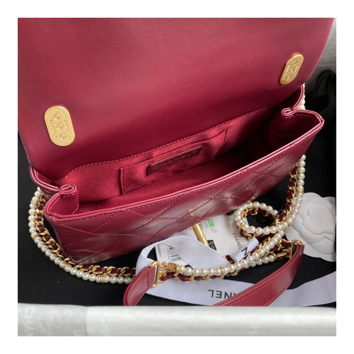 Chanel Crystal Pearls Chain Flap Bag AS2210