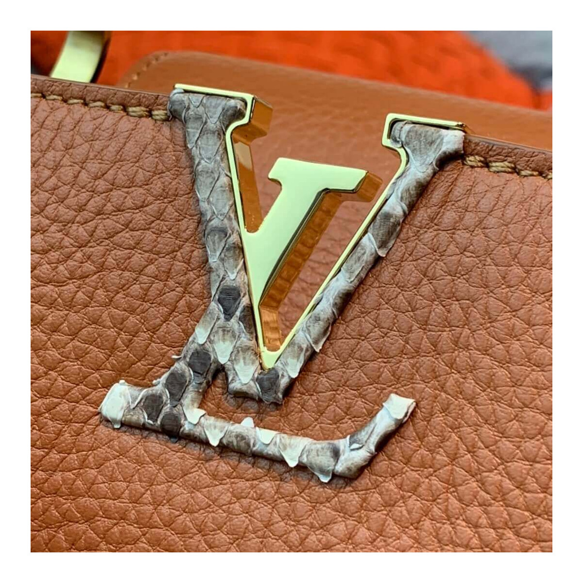 Louis Vuitton Taurillon and Python-skin Capucines BB N98387 N97980