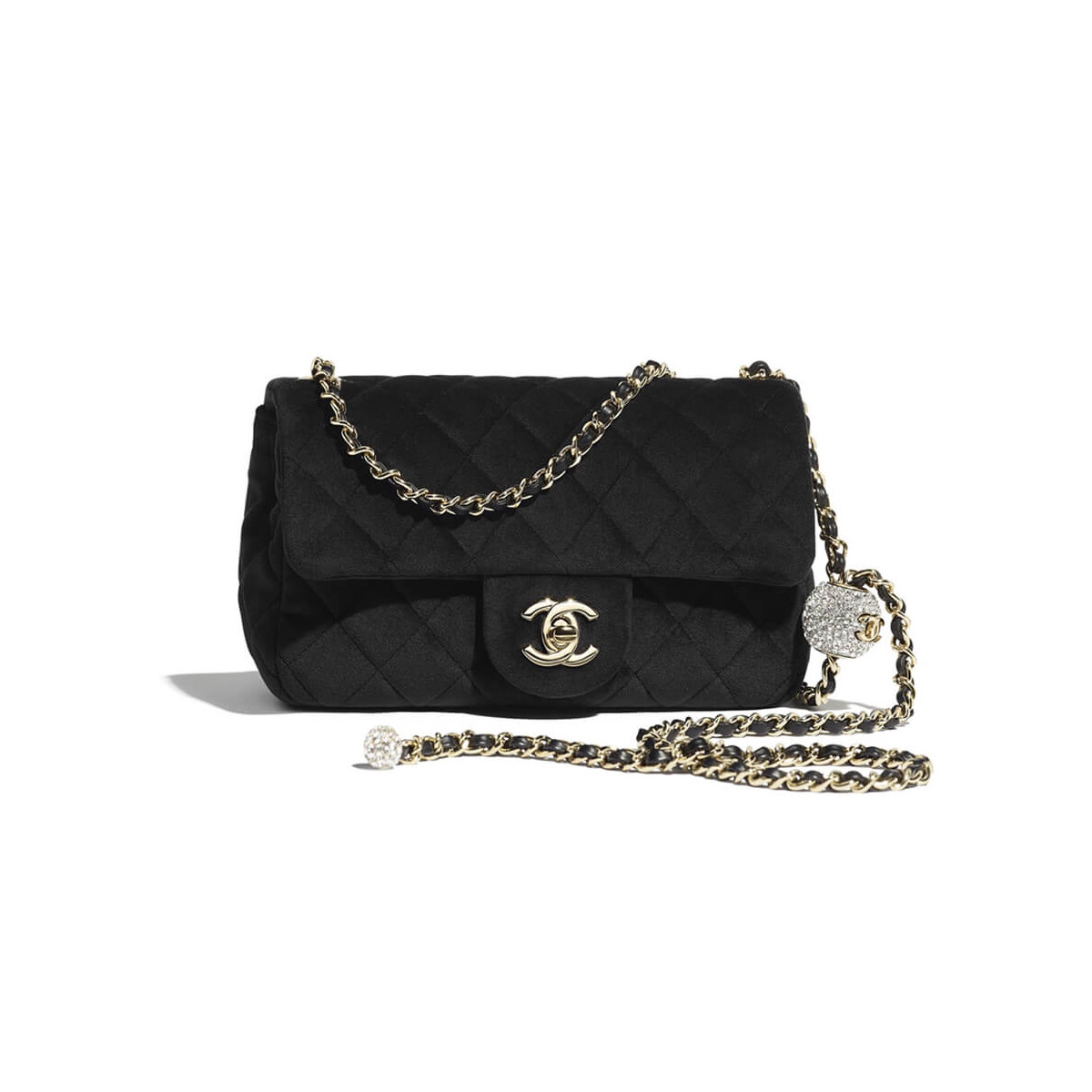 Chanel Velvet with Strass Charm Strap Flap Bag AS1787