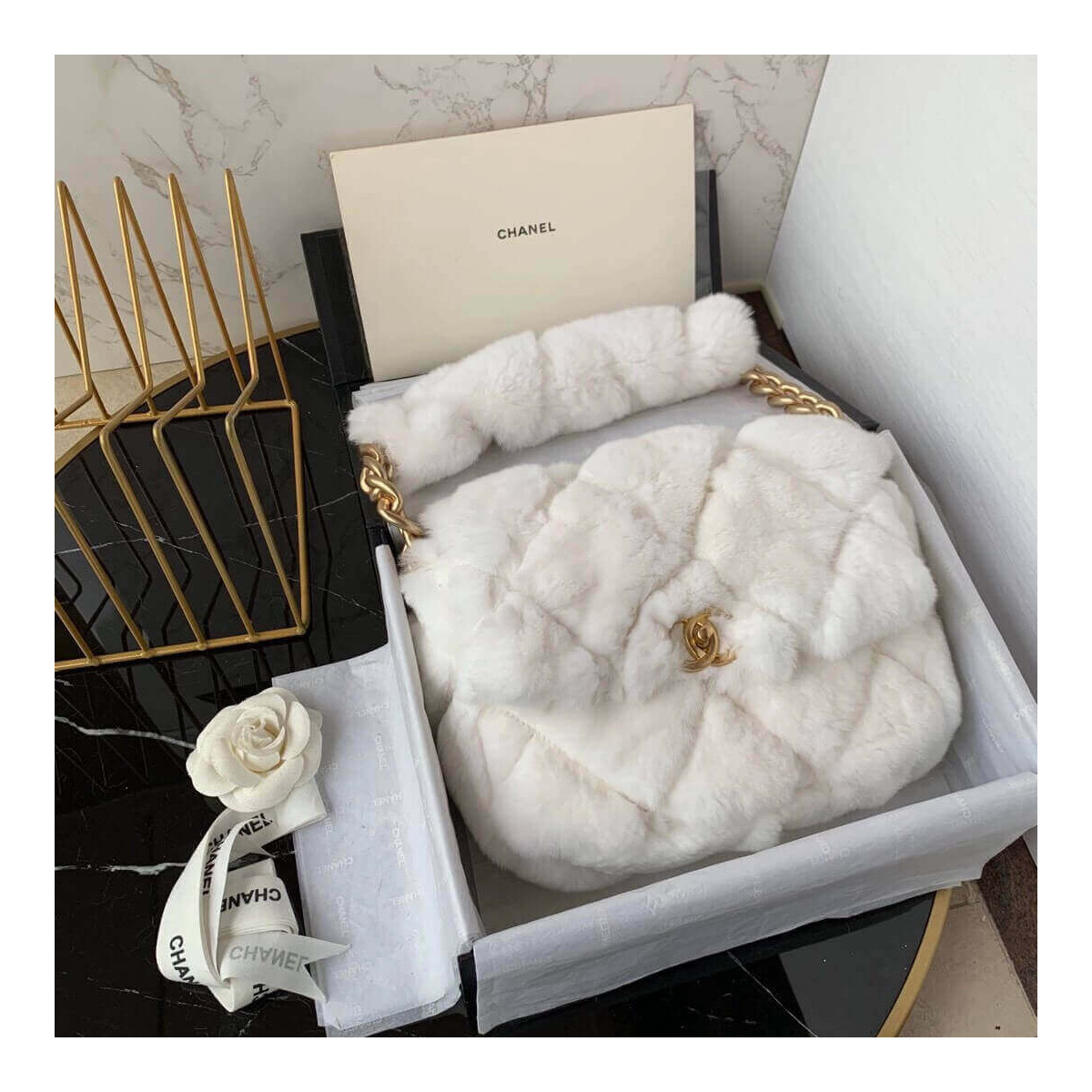 Chanel Shearling Lambskin Flap Bag AS2240