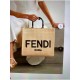 Fendi Sunshine Large Shopper Woven Raffia Tote 8BH372 Beige