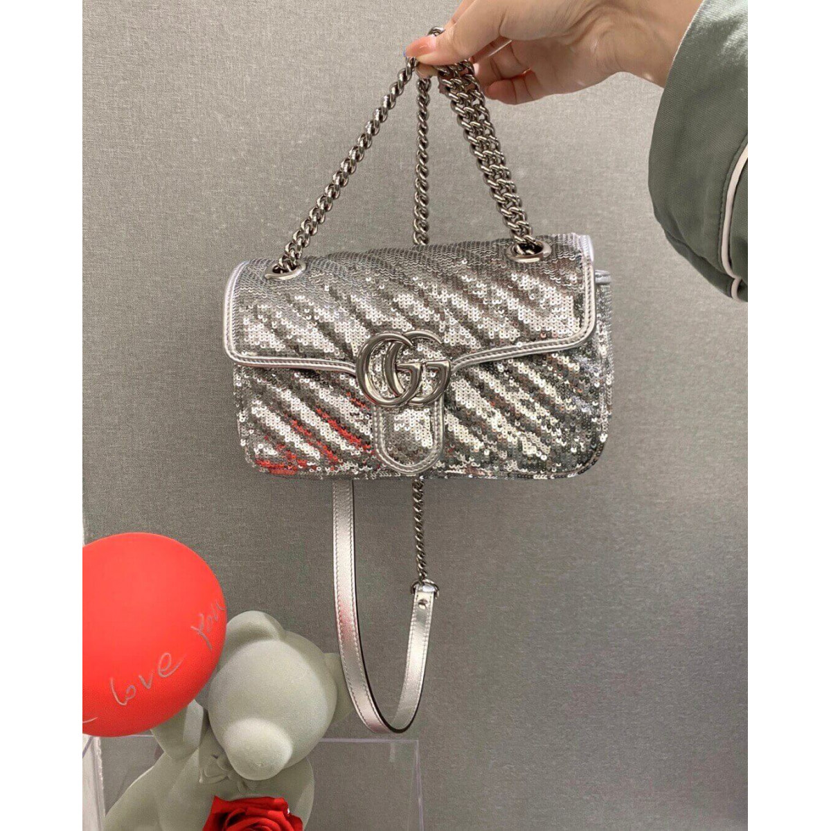 Gucci GG Marmont Small Sequin Shoulder Bag 443497