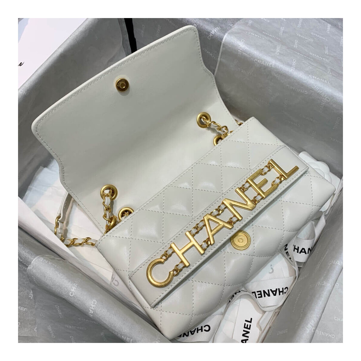 Chanel Front Logo Small Flap Bag AS1490