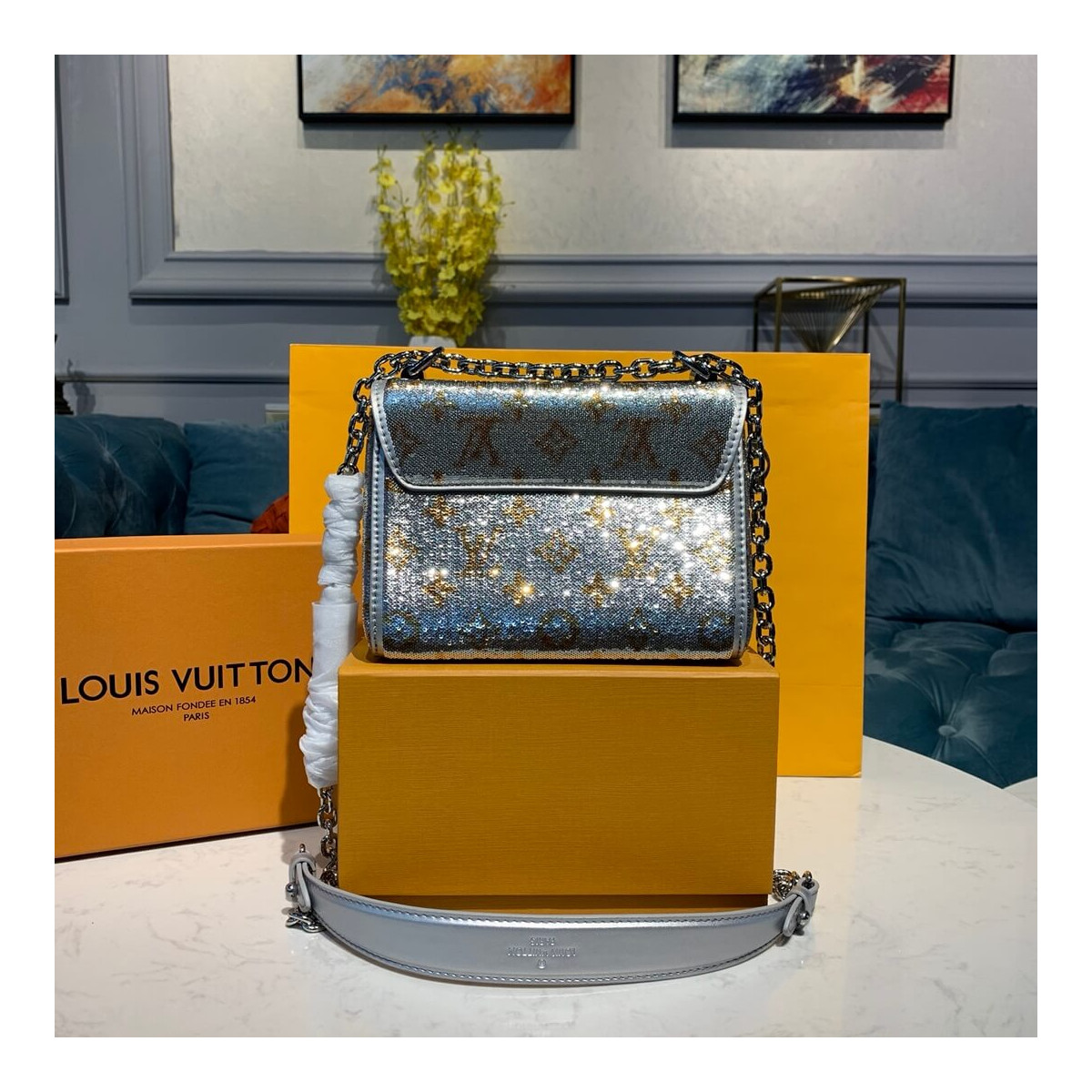 Louis Vuitton Twist PM with Silver Sequins M55842