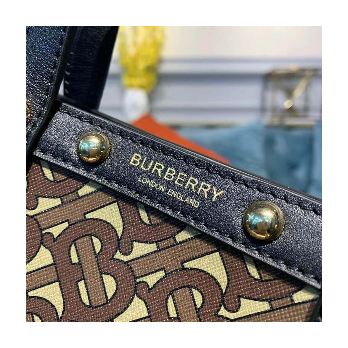 Burberry Small Monogram Print E-canvas Portrait Tote Bag 80250681