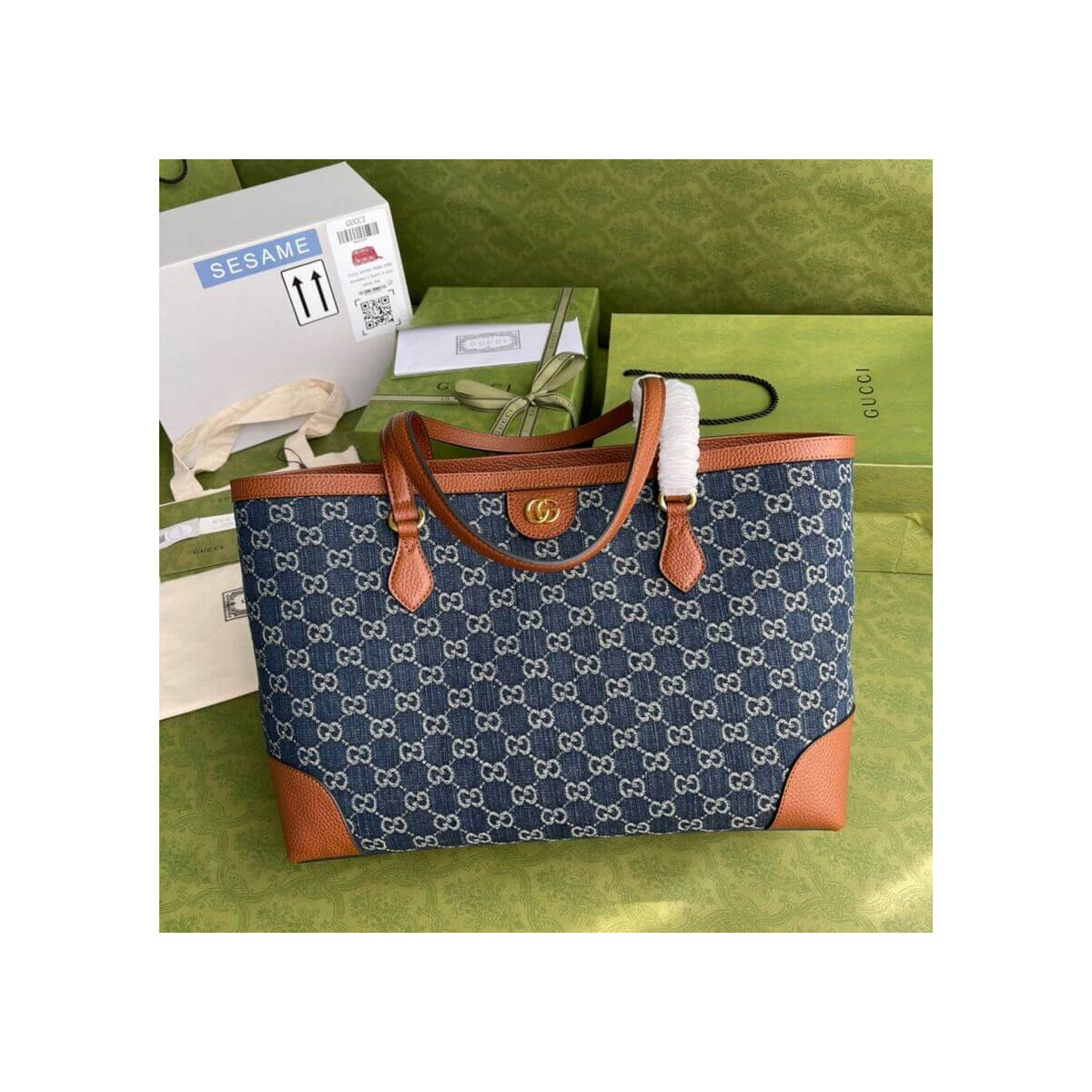 Gucci Denim Ophidia GG Medium Tote 631685