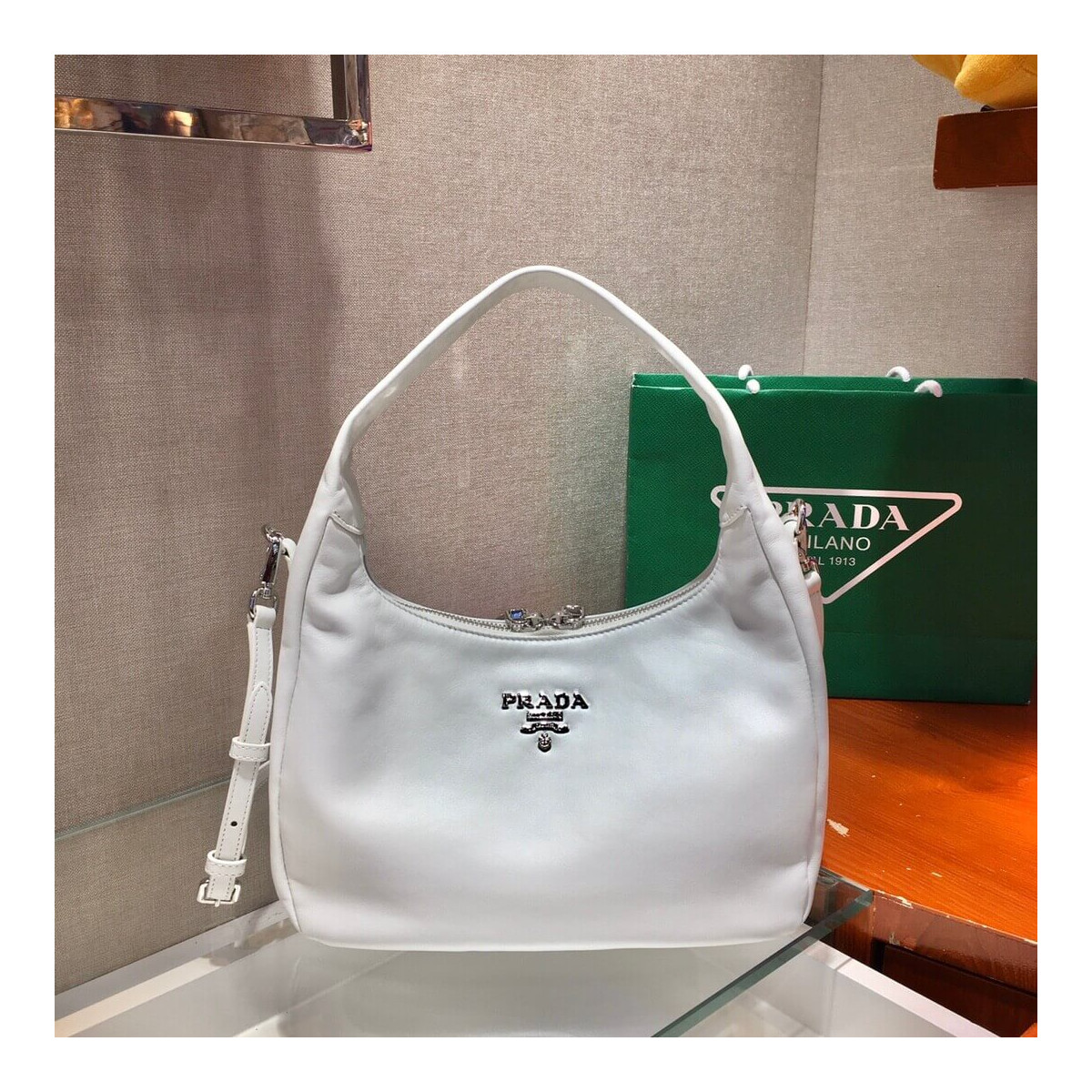 Prada Calf Leather Hobo Bag 26cm 1BC132