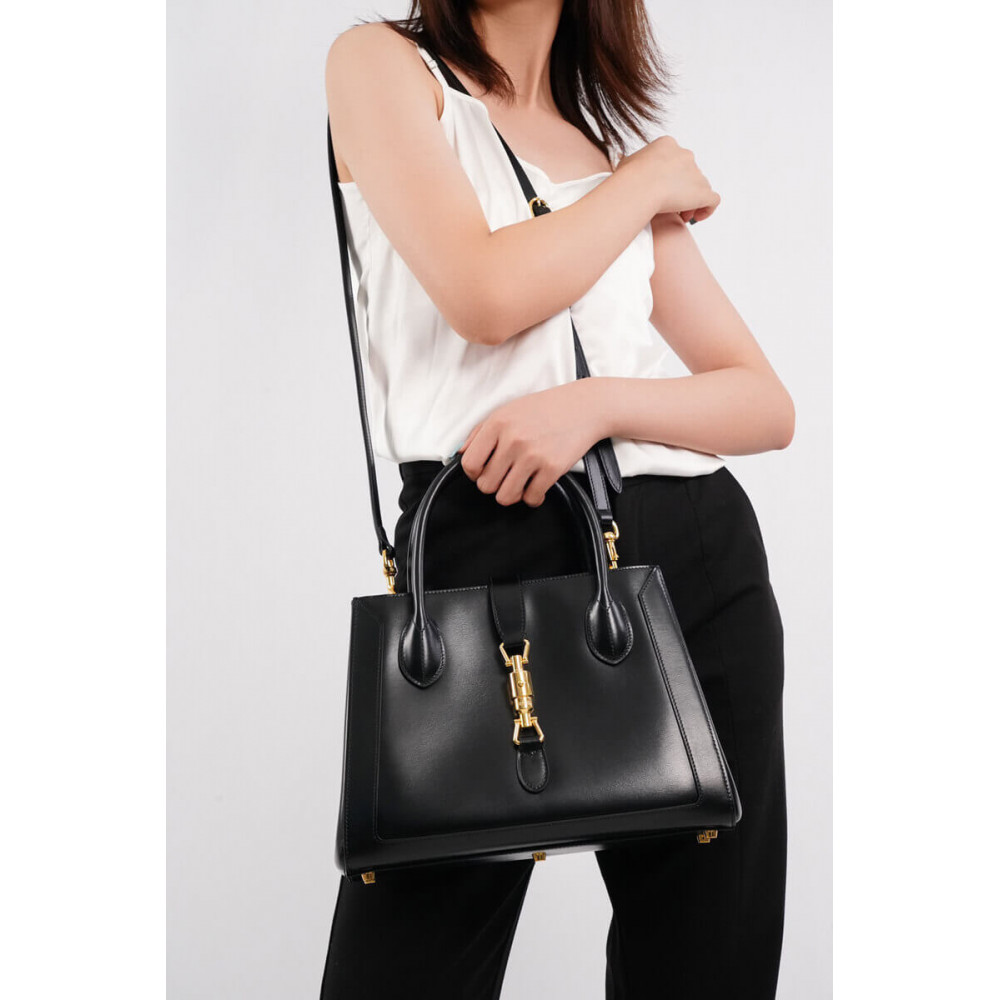 Gucci Jackie 1961 Medium Tote Bag in Black Leather 649016