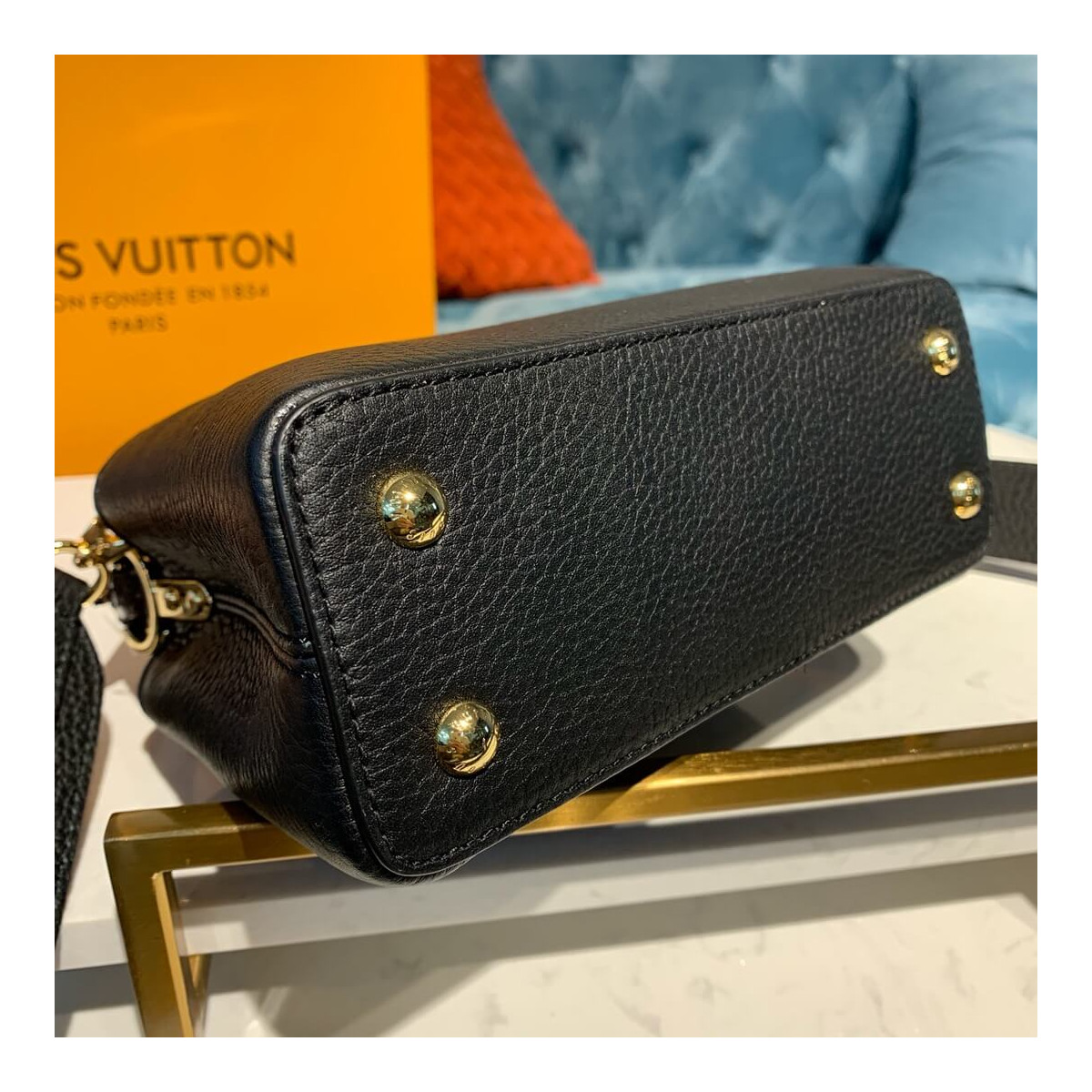 Louis Vuitton Taurillon And Python Leather Capucines Mini N97075