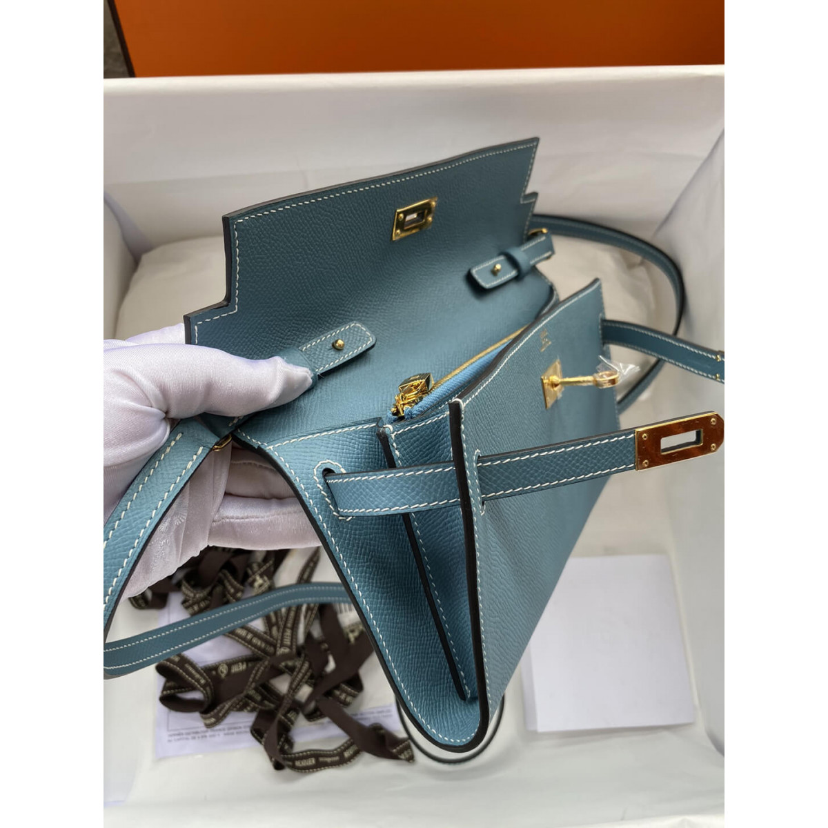 Hermes Kelly Wallet to Go Woc 499041 Blue