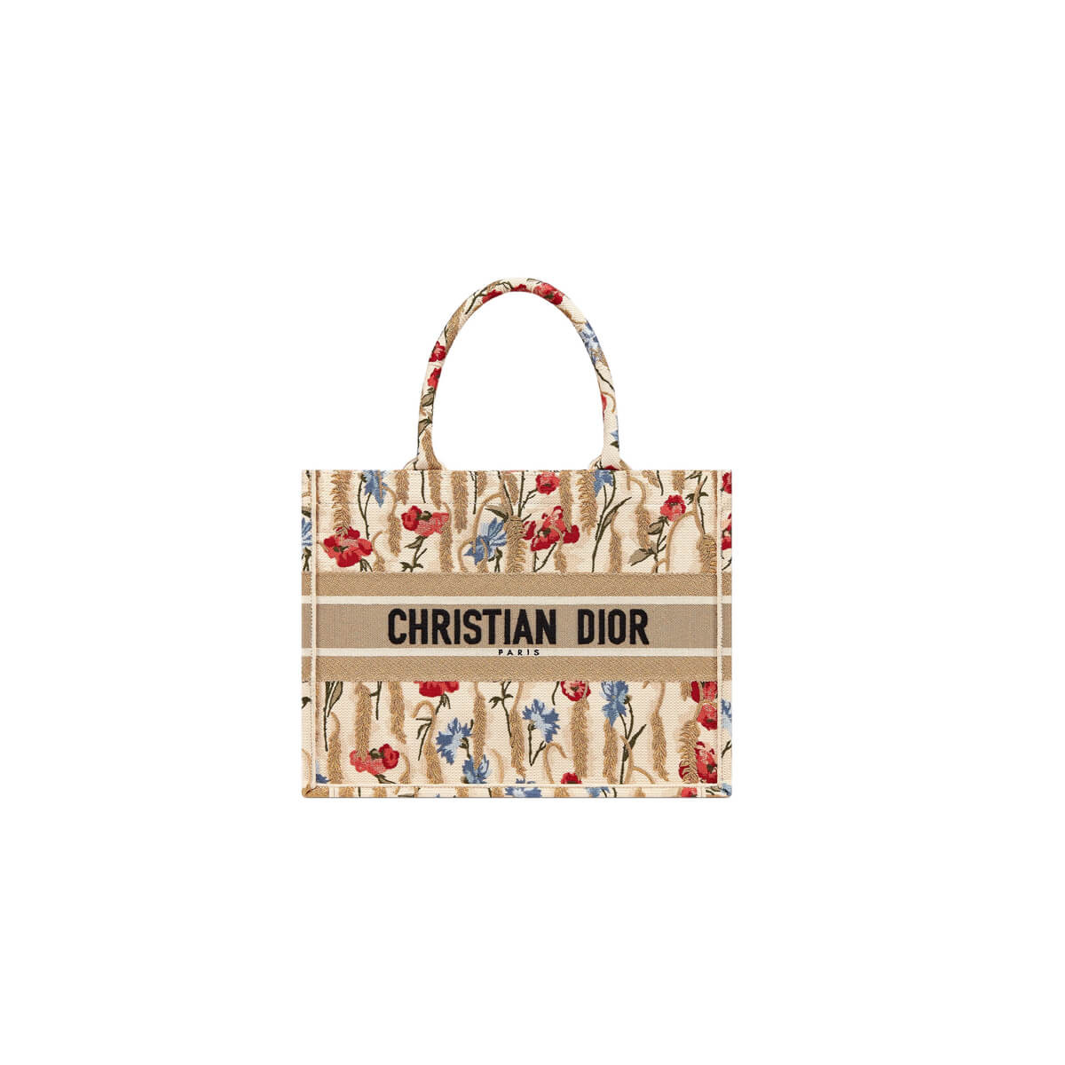 Dior Small Book Tote in Hibiscus Metallic Thread Embroidery M1296