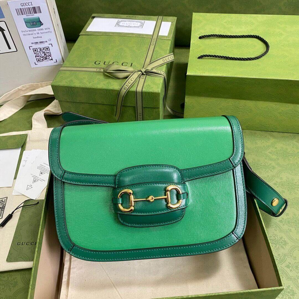 Gucci Horsebit 1955 Small Shoulder Bag 602204 Green Leather