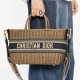 Christian Dior Wicker Basket Shoulder Bag Blue Oblique M7601