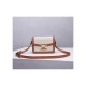 Celine Teen Triomphe Bag in Textile and Natural Calfskin 188882 Tan/White