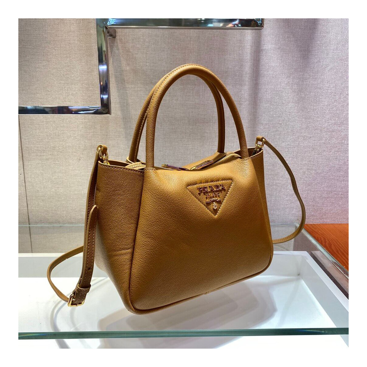 Prada Deerskin Leather Should Tote Bag 1BC145