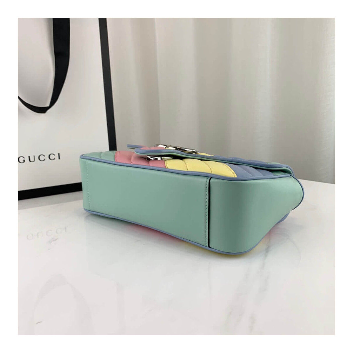 Gucci GG Marmont Small Shoulder Bag In Pastel And Rainbow 443497