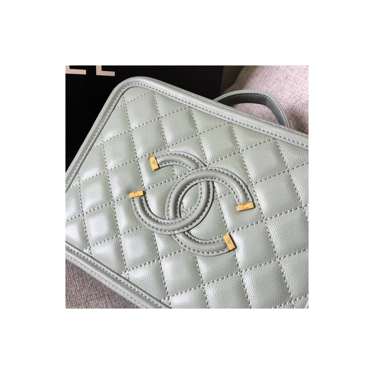 Chanel Quilted Caviar Small Vanity Case A93342