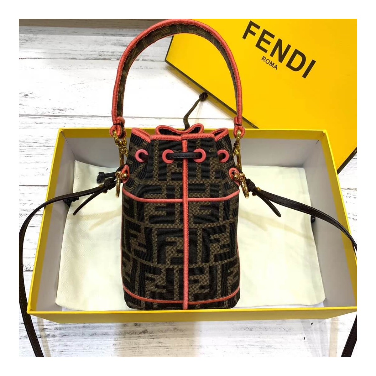 Fendi Mon Tresor Roma Amor Fabric Mini Bag 8BS010